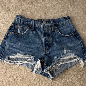 Levi's Blue Distressed Jean Shorts